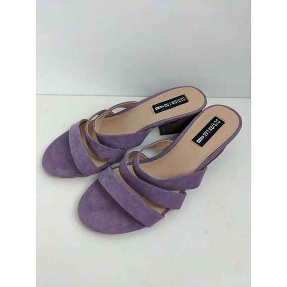 Purple strappy slip on sandals block heel low heel Design lab size 7.5 - Picture 2 of 8